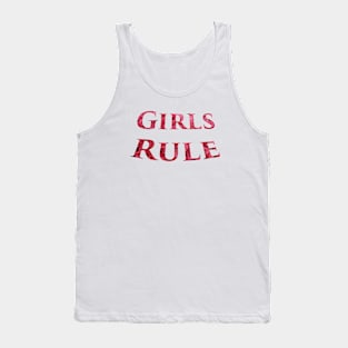 Girls Rule in Pink Flowers - Girl Power Word Art Tank Top